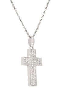 Kette mit Anh&auml;nger Firetti "Schmuck Geschenk Silber 925 Halsschmuck Halskette Venezianer Kreuz", bunt (silberfarben, wei&szlig;), Halsketten, Damen, Silber 925 (Sterlingsilber), L: 45 B: 0,9mm, Kette mit Anh&auml;nger, mit Zirkonia (synth.), B:0,9mm