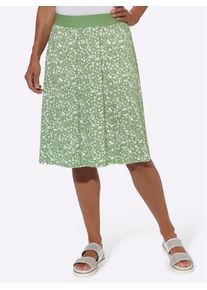 Jerseyrock Classic Basics, Damen, Gr. 36, gr&uuml;n (eucalyptus, eucalyptus, wei&szlig;, bedruckt), 50% Baumwolle, 50% Modal, gebl&uuml;mt, gemustert, unifarben, knielang, R&ouml;cke Jerseyrock