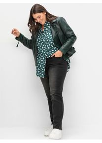 Bequeme Jeans sheego, Damen, Gr. 54, Normalgr&ouml;&szlig;en, blau (schwarz denim), 37% Viskose, 34% Baumwolle, 27% Polyester, 2% Elasthan, unifarben, lang, Jeans Bequeme Jeans