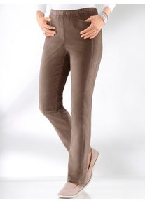 Schlupfhose Casual Looks, Damen, Gr. 46, Normalgr&ouml;&szlig;en, grau (taupe), 98% Baumwolle, 2% Elasthan, unifarben, lang, Hosen Schlupfhose