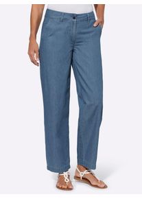 7/8-Jeans Classic Basics, Damen, Gr. 46, Normalgr&ouml;&szlig;en, blau (blau, bleached), 100% Baumwolle, unifarben, lang, Jeans 7/8-Jeans