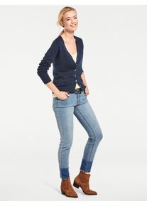 Strickjacke Heine, Damen, Gr. 46, blau (marine), 100% Baumwolle, unifarben, Strickjacken Strickjacke