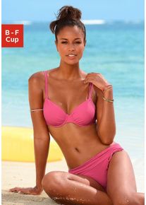 B&uuml;gel-Bikini-Top Buffalo "Happy", Damen, Gr. 40, Cup B, rosa, Microfaser, Polyamid, unifarben, Bikini-Oberteile B&uuml;gel-Bikini-Top, seitlich zu raffen