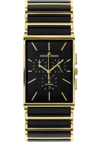 Chronograph Jacques Lemans "York", gold (schwarz, goldfarben), Armbanduhren, Herren, Chronograph, Quarzuhr, Armbanduhr, Herrenuhr, Keramik, analog, Tag, Stoppfunktion