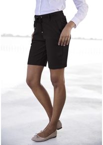 Shorts Lascana, Damen, Gr. 34, N-Gr, schwarz, Sweatware, Obermaterial: 70% Viskose, 25% Polyamid, 5% Elasthan, unifarben, l&auml;ssig geschnitten ca. Mitte Oberschenkel, Hosen Shorts, mit G&uuml;rtelschlaufen und Bindeband, Loungewear, Topseller