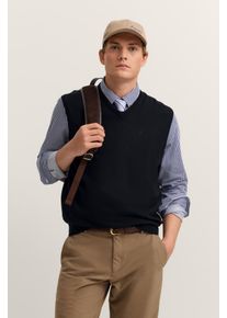 Pullunder Bugatti "Regular Fit", Herren, Gr. XL, blau (390, marine), Strick, 95% Baumwolle, 5% Kaschmir, unifarben, regular fit, V-Ausschnitt, Rippb&uuml;ndchen, Pullover Pullunder, mit V-Ausschnitt aus Baumwolle-Kaschmir