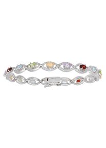 Silberarmband Firetti "Schmuck Geschenk Armschmuck Armkette Farbsteine Edelsteine Mix", bunt (silberfarben, rot, hellblau, hellgr&uuml;n, gelb, lila, rot, hellblau, hellgr&uuml;n, gelb, lila), Armb&auml;nder, Damen, 18,5cm, Diamanten Silber 925 (Sterlingsilber), Diamanten, Silber 925 (Sterlingsilber), Silberarmband, mit Blautopas, Peridot, Citrin, Amethyst, Granat, Diamant