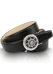 Lederg&uuml;rtel Anthoni Crown, Damen, Gr. 100, schwarz, Leder, unifarben, G&uuml;rtel Lederg&uuml;rtel, mit silberfarbener Automatik-Schlie&szlig;e und drehendem Steuerruder