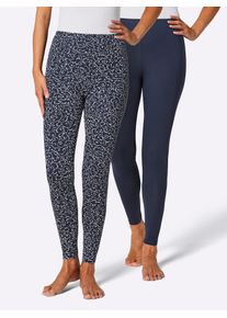 Leggings, Damen, Gr. 48/50, Normalgr&ouml;&szlig;en, blau (marine), 95% Baumwolle, 5% Elasthan, unifarben, Hosen Leggings