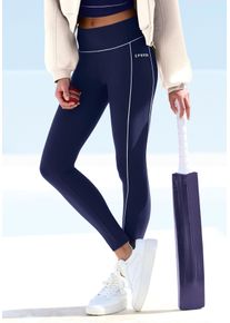 Funktionsleggings Copenhagen Studios, Damen, Gr. L (44/46), N-Gr, marine, Trikot, Obermaterial: 78% Polyester, 22% Elasthan, unifarben mit Farbeinsatz, figurbetont lang, Hosen Funktionsleggings, mit Paspeln und Logodruck