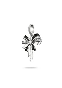 Charm-Einh&auml;nger Thomas Sabo "Charm Schleife schwarz - Connect", wei&szlig; (silberfarben, schwarz, kristallwei&szlig;, kristallwei&szlig;), Charms, Damen, Silber 925 (recycelt), Charm-Einh&auml;nger, mit Zirkonia (synth.)