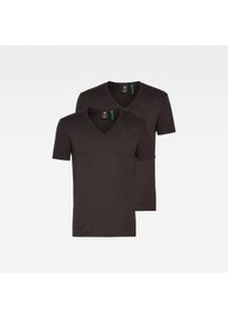 G-Star Raw T-Shirt G-STAR "Base V 2-Pack", Herren, Gr. XL, schwarz, Jersey, Obermaterial: 100% Baumwolle, unifarben, Basic, slim fit normal, V-Ausschnitt, Shirts T-Shirt, im 2er-Pack