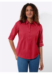 Langarmbluse Casual Looks, Damen, Gr. 48, rot, 50% Baumwolle, 50% Polyester, unifarben, Blusen Langarmbluse