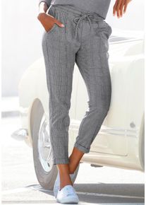 Jogger Pants Vivance, Damen, Gr. 46, N-Gr, schwarz (grau, schwarz, kariert), Jersey, Obermaterial: 79% Polyester, 19% Viskose, 2% Elasthan, kariert, figurumspielend kn&ouml;chellang, Hosen Jogger Pants, mit Karomuster und seitlichen Taschen, Karohose, Topseller