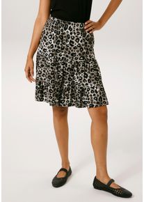 Minirock Aniston CASUAL, Damen, Gr. 34, grau (hellgrau, grau, schwarz, wei&szlig;), Single Jersey, Obermaterial: 95% Viskose, 5% Elasthan, bedruckt, gemustert, figurumspielend kniefrei, R&ouml;cke Minirock, mit extravagantem Animal-Print- jedes Teil ein Unikat- NEUE KOLLEKTION, Topseller