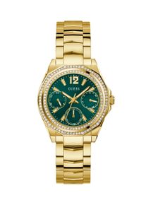 Multifunktionsuhr Guess "RITZY", gold (goldfarben, gr&uuml;n), Armbanduhren, Damen, Multifunktionsuhr, Quarzuhr, Armbanduhr, Damenuhr, Edelstahlarmband, Datum