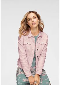 Jeansjacke Aniston CASUAL, Damen, Gr. 38, rosa (ros&eacute;), Twill, Obermaterial: 98% Baumwolle, 2% Elasthan, unifarben, figurbetont h&uuml;ftlang, 1-Knopf-Manschette mit Schlitz, Jacken Jeansjacke, in zartem Pastell, Topseller