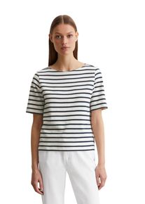 Marc O'Polo T-Shirt MARC O'POLO, Damen, Gr. S, bunt (multi, muted blau), Jersey, Obermaterial: 100% Baumwolle, U-Boot-Ausschnitt, Shirts T-Shirt, geringelt, U-Boot-Ausschnitt, gerade schnitten