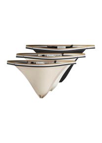 Tanga BOSS "3P STRING LACE", Damen, Gr. XS, 3 Stk., bunt (open miscellaneous 960), Jersey, Obermaterial: 84% Polyamid, 10% Elasthan, 6% Polyester, unifarben, k&ouml;rpernah, Unterhosen Tanga, mit Spitzendetails, sportlich gestreifter Bund