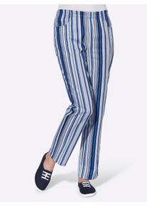 Schlupfhose Classic Basics, Damen, Gr. 46, Normalgr&ouml;&szlig;en, blau (jeansblau, gestreift), 100% Baumwolle, gemustert, gestreift, mehrfarbig, lang, Hosen Schlupfhose