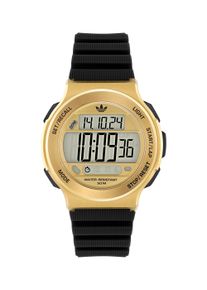 Chronograph adidas originals "EXPRESSION THREE DIGITAL", gold (schwarz, goldfarben), Armbanduhren, Damen, Chronograph, Quarzuhr, Armbanduhr, Herrenuhr, Damenuhr,Silikonarmband,Stoppfunktion