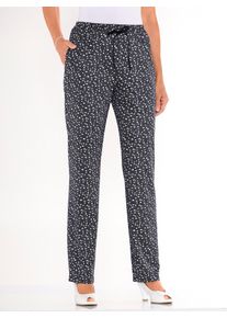 Jerseyhose Classic Basics, Damen, Gr. 46, Normalgr&ouml;&szlig;en, schwarz (schwarz, millefleurs), 100% Polyester, gemustert, lang, Hosen Jerseyhose