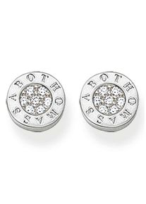 Paar Ohrstecker Thomas Sabo "Classic Pav&eacute; Schwarz, Classic Pav&eacute; Wei&szlig;", bunt (silberfarben, wei&szlig;, kristallwei&szlig;), Ohrringe, Damen, 9mm, Silber 925 (recycelt), Paar Ohrstecker, mit Zirkonia (synth.)