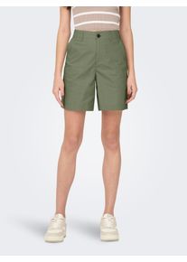 Shorts Only "ONLZORA MW BERMUDA SHORTS PNT", Damen, Gr. S (36), N-Gr, gr&uuml;n (oil gr&uuml;n), Web, Obermaterial: 100% Baumwolle, unifarben, loose fit knielang, Hosen Shorts, Baumwolle, locker geschnitten