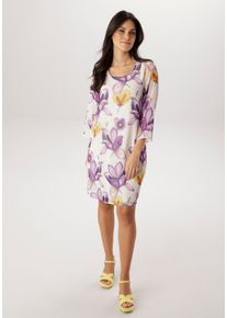 Chiffonkleid Aniston SELECTED, Damen, Gr. 42, N-Gr, sanftes wei&szlig;, lila, flieder, orange, oliv, gelb, dunkelgr&uuml;n, Chiffon, Obermaterial: 100% Polyester. Futter: 95% Viskose, 5% Elasthan, bedruckt, gebl&uuml;mt, gemustert, figurumspielend kniefrei, Rundhals, Kleider Chiffonkleid, aus zartem Chiffon und gef&uuml;ttert - NEUE KOLLEKTION