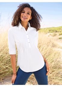 Langarmbluse Casual Looks, Damen, Gr. 48, ecru, 50% Baumwolle, 50% Polyester, unifarben, Blusen Langarmbluse