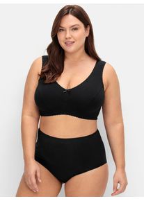 Entlastungs-BH sheego, Damen, Gr. 110, Cup G, schwarz, 90% Baumwolle, 6% Elasthan, 4% Polyamid, BHs Entlastungs-BH