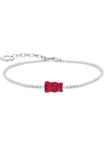 Armband Thomas Sabo "Thomas Sabo x HARIBO: Tennisarmband mit Goldb&auml;r" Gr. 19, rot (silberfarben, rot, kristallwei&szlig;, rot, kristallwei&szlig;), Armb&auml;nder, Damen, 19, Silber 925 (recycelt), Armband, mit Zirkonia (synth.), Kristallglas