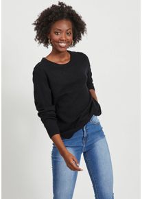 Rundhalspullover Vila "VIRIL-O-PULLI", Damen, Gr. XS, schwarz, Feinstrick, Obermaterial: 50% Viskose, 27% Nylon, 23% Polyester, Basic, normal h&uuml;ftlang, Rundhals, B&uuml;ndchen, Pullover Rundhalspullover, Feinstrick mit feinen Strickdetails, Topseller