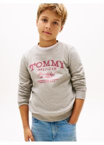 Sweatshirt Tommy Hilfiger, Jungen, Gr. 6 (116), mid grau heather, Sweatware, Obermaterial: 68% Baumwolle, 32% Polyester, unifarben, regular fit normal, Rundhals, eingesetzt B&uuml;ndchen, Sweatshirts Sweatshirt, Regular fit, f&uuml;r Kinder bis 16 Jahre