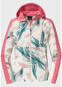 Sch&ouml;ffel Fleecejacke SCH&Ouml;FFEL "Fleece Hoody Locarno L", Damen, Gr. 36, wei&szlig; (1140, wei&szlig;), Oberstoff Rumpf unten: 63% Baumwolle 31% Polyester 6% Elasthan Oberstoff Rumpf oben: 63% Baumwolle 31% Polyester 6% Elasthan, regular fit, hoch geschlossener Ausschnitt, Jacken Fleecejacke
