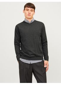 Jack & Jones V-Ausschnitt-Pullover JACK & JONES "JJEBASIC mit V-Ausschnitt, ideal f&uuml;r Herbst und Alltag", Herren, Gr. M, grau (dunkelgrau melange), Obermaterial: 100% Baumwolle, meliert, schmal, V-Ausschnitt, Pullover V-Ausschnitt-Pullover, unifarben, modisch, slim fit, Baumwolle, V-Ausschnitt