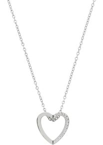 Kette mit Anh&auml;nger Leonardo "Halskette Dolores", silber (edelstahlfarben, kristallwei&szlig;), Halsketten, Damen, Edelstahl, L: 50 B: 2mm, Kette mit Anh&auml;nger, mit Zirkonia (synth.), B:2mm