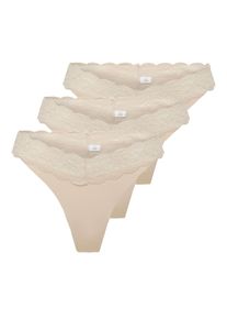 Tanga Only "ONLCHLOE LACE S.S THONG 3-PACK ACC", Damen, Gr. M (38), 3 Stk., peach taffy pack:x3, Obermaterial: 75% Nylon, 25% Elasthan, unifarben, figurbetont, Unterhosen Tanga