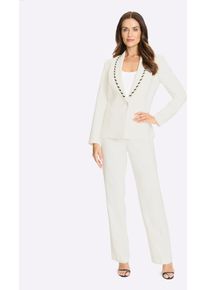 Hosenanzug Heine, Damen, Gr. 46, Normalgr&ouml;&szlig;en, ecru, schwarz, 94% Polyester, 6% Elasthan, Anz&uuml;ge Hosenanzug