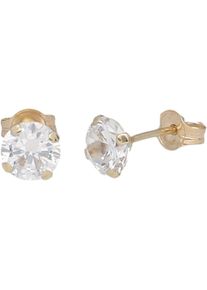 Paar Ohrstecker Firetti "Schmuck Geschenk Gold 375 Ohrschmuck Ohrringe Solit&auml;r Krappenfassung" Gr. 2,5, gold (gelbgoldfarben, kristallwei&szlig;, kristallwei&szlig;), Ohrringe, Damen, 2,5, Gelbgold 375, Paar Ohrstecker, mit Zirkonia (synth.)
