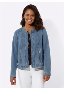 Jackenblazer Casual Looks "Jeansblazer", Damen, Gr. 52, blau (blau, bleached), 99% Baumwolle, 1% Elasthan, Blazer Jackenblazer