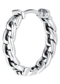 Single-Creole Firetti "Schmuck Geschenk Ohrschmuck einzeln Chain Reaction", schwarz (edelstahlfarben, schwarz), Ohrringe, Damen, 17mm, Edelstahl, Single-Creole