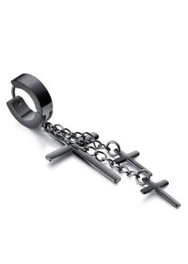 Single-Creole Firetti "Schmuck Geschenk Kreuz", schwarz, Ohrringe, Damen, 13,6mm, Edelstahl, Single-Creole