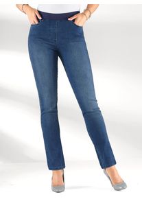 Schlupfjeans Inspirationen, Damen, Gr. 46, Normalgr&ouml;&szlig;en, blau (blau, stone, washed), 78% Baumwolle, 20% Polyester, 2% Elasthan, unifarben, lang, Jeans Schlupfjeans