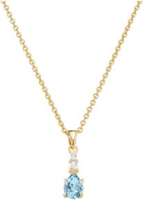 Kette mit Anh&auml;nger Firetti "Schmuck Geschenk Silber 925 Halsschmuck Halskette Tropfen", blau (gelbgoldfarben, hellblau, kristallwei&szlig;), Halsketten, Damen, Silber 925 (Sterlingsilber), L: 45 B: 1,5mm, Kette mit Anh&auml;nger, mit Blautopas, Zirkonia (synth.), B:1,5mm