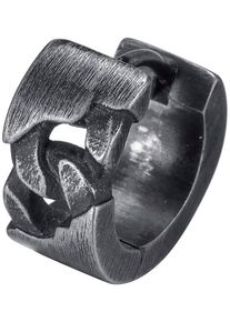 Single-Creole Firetti "Schmuck Geschenk Edelstahl Ohrschmuck Ohrring Panzerkette Vintage", schwarz (antikfarben, schwarz), Ohrringe, Damen, 14,5mm, Edelstahl, Single-Creole