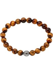 Armband Bruno Banani "Schmuck Geschenk felxibles Tigeraugenarband mit Edelstahlkugel", braun (edelstahlfarben, braun, braun), Armb&auml;nder, Damen, 21cm, Edelstahl Polyamid, Edelstahl, Polyamid, Armband, mit Tigerauge (synth.)