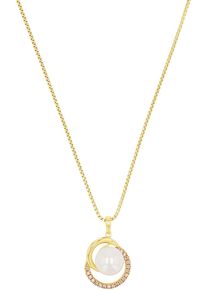 JOOP! Kette mit Anh&auml;nger JOOP "2038031", wei&szlig; (gelbgoldfarben, apricot, kristallwei&szlig;), Halsketten, Damen, Perlen Silber 925 (Sterlingsilber), L: 45 B: 1mm, Perlen, Silber 925 (Sterlingsilber), Kette mit Anh&auml;nger, mit Zirkonia (synth.) - mit S&uuml;&szlig;wasserzuchtperle, B:1mm