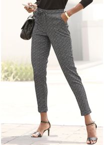 Jogger Pants Vivance, Damen, Gr. 46, N-Gr, schwarz-wei&szlig; (schwarz, creme gemustert), Stoff, Obermaterial: 84% Polyester, 14% Viskose, 2% Elasthan, gemustert, figurumspielend kn&ouml;chelfrei, Hosen Jogger Pants, mit Zickzack-Muster, Schlupfhose, Gummibund, schmale Passform, Topseller