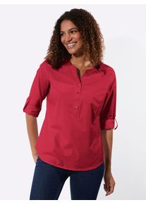 Longbluse Casual Looks, Damen, Gr. 40, rot, 50% Baumwolle, 50% Polyester, unifarben, Rundhals, Blusen Longbluse